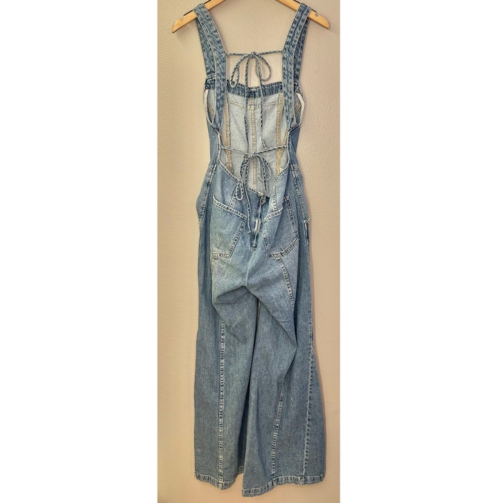 NEW Free People We The Free Kendra Orchid Blue Denim Jumpsuit - Picture 5 of 9